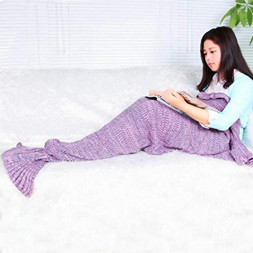efperfect Mermaid Tail Blanket, Knitting Handcraft Sleeping Bag for Girls Adults, All Seasons Warm Sofa Living