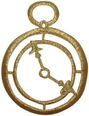 ID 3208 Pocket Watch Outline Patch Clock Time Wind Embroidered Iron On Applique for Accessories - Bags/Purses, Apparel - Coat/Jacket, Apparel - Jeans/Pants, Children, Crafts by SayrusPlay