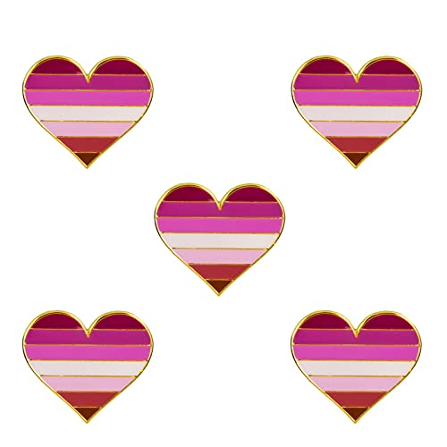 Pack 5 Lesbian Pride Heart Shape Lapel Pin Brooches Pins Flag badge Brooch Badges — image 1