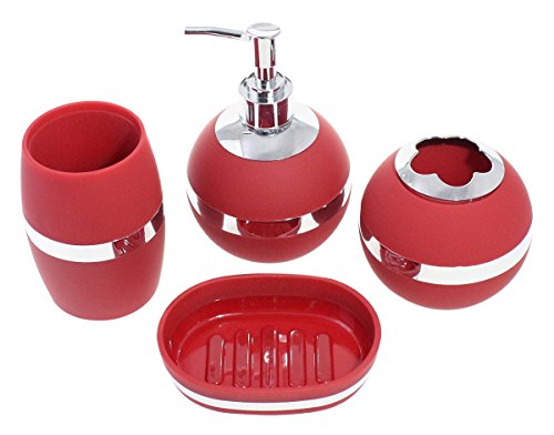 Justnile Modern Decorative Plastic 4 Piece Red Bathroom Accessories Set Buy Online In Bermuda Justnile Products In Bermuda See Prices Reviews And Free Delivery Over Bd 70 Desertcart