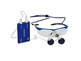Aphrodite New CE High Quality Colorful Surgical Binocular Plastic frame With Antifog Loupes 3.5X420mm +LED Head Light Lamp (Blue)