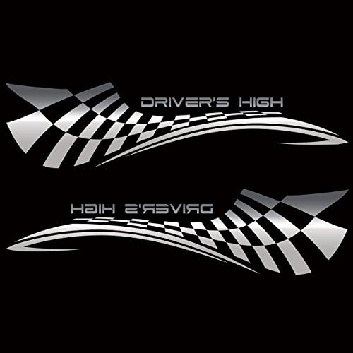 大型家電 ホーム B01hrm1qm4 B01hrm1qm4 チェッカーカーステッカー2 バイナルグラフィック車カスタムワイルドスピード 系デカール シルバー 色変更可