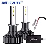 Infitary LED Headlight Bulbs H1 Single Beam Auto Headlamp Car Headlight 64W 6500K 8000 Lumens Super Bright- 1 Pair- 3 Year Customer Service, Not for Daytime Running Lights