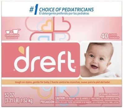 Dreft Concentrated Laundry Detergent Powder for Baby, Children, 53 oz (Pack of 2)