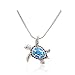 Telitxy on Sales promotion Jewelry real 925 Sterling Silver Created Blue Opal Sea Turtle Pendant Necklace 18