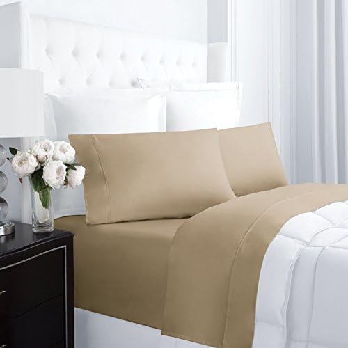Italian Luxury 300 Thread Count 100% Cotton Long-Staple Combed Pure Natural Sheet Set - Deep Pockets, Wrinkle and Fade Resistant, Hypoallergenic Sheet and Pillow Case Set - (King, Taupe)