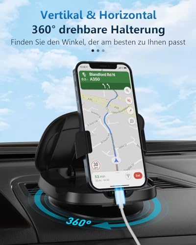 Mobile Phone Holder Car, 360° Rotatable Mobile Phone Holder Car, Dashboard Car Mobile Phone Holder with Adhesive Base, Car Mobile Phone Holder for iPhone 17/16/15/14/13/Pro Max/XS/XR, Samsung Galaxy Smartphones