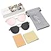 Livhò Sunglasses for Women, Cat Eye Mirrored/Transparent Flat Lenses Metal Frame Sunglasses UV400 (Gold Pink+Black Grey)