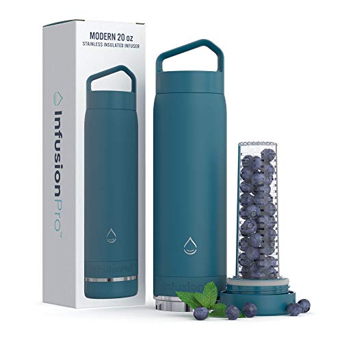 Infusion Pro Wasserflasche mit Fruchteinsatz, vakuumisoliert (590 ml), Edelstahl, Rezept-eBook: Bodenladung für mehr Geschmack: einfache Reinigung: to
