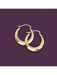 ross-simons oro amarillo de 14 quilates con abalorio y pulido arete de aro. 7 8"