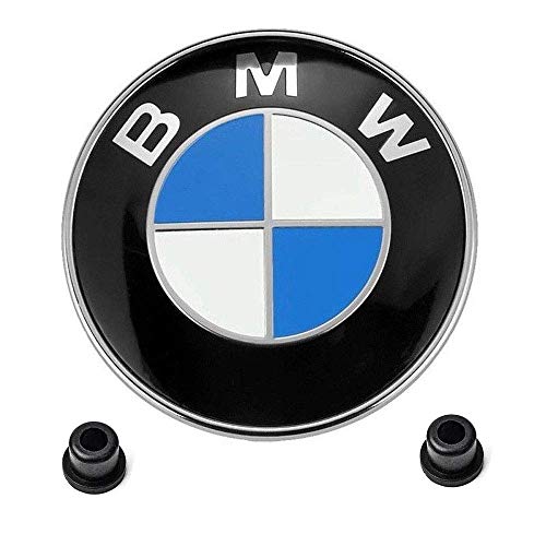 BMW Emblems Hood/Trunk, BMW 82mm Logo Replacement + 2 Grommets for ALL Models BMW E46 E30 E36 E34 E38 E39 E60 E65 E90 325i 328i X3 X5 X6 1 3 5 6 7