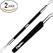 Cliganic Blackhead Remover Set: Curved Tweezers & Extractor Tool | Rubber Grip, Stainless Steel | Kit for Splinter, Comedone, Acne, Whitehead, Blemish, Pimple & Zit