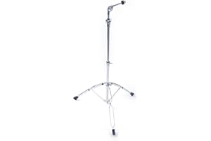 GUANGSHUOHUI Adjustable Height Double Braced Hi Hat Cymbal Drum Stand Hi-Hat Mount，Edge Hardware Design Standard Cymbal Straight Stand，Cymbal Boom Stand Drum Hardware Arm Mount Holder Adapter Percussion Silver