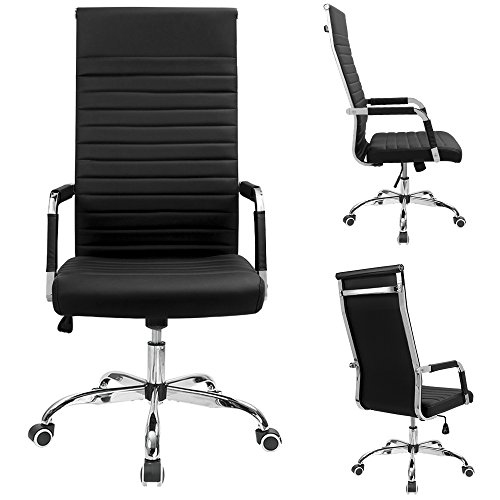 Furmax Ribbed Office Chair High Back PU Leather Executive Conference