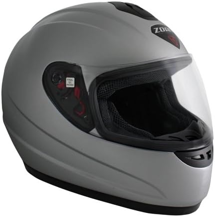 Zoan Thunder Solid Gloss Silver DOT ECE Full Face Motorcycle Helmet Youth Large
