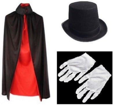 Amazon マジシャン ドラキュラ 衣装 3点セット マント 帽子 手袋 コスプレ コスプレ 仮装 通販