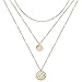 Unicra Dainty Disc Layered Choker Necklaces Multi-layer Circle Necklace Bar Y Pendant Choker with Long Chain Jewelry for Women and Girls (Gold)