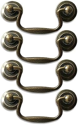 4 Pack Mood Sc 2 3 4 C C Bail Drawer Pull Drop Swing Dresser Handles Hanging Pulls Cabinet Knobs Pull Antique Bronze Antique Brass Swan Neck Bail Pulls Hardware 70 Mm 2 75 Hole Center