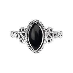 Black Onyx Stone Ring 925 Sterling Silver Statement