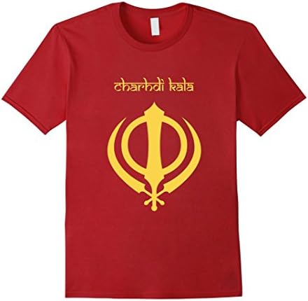 Mens Charhdi Kala-Sikhism Khanda-Punjabi Deg Teg Fateh T-shirt Small Cranberry