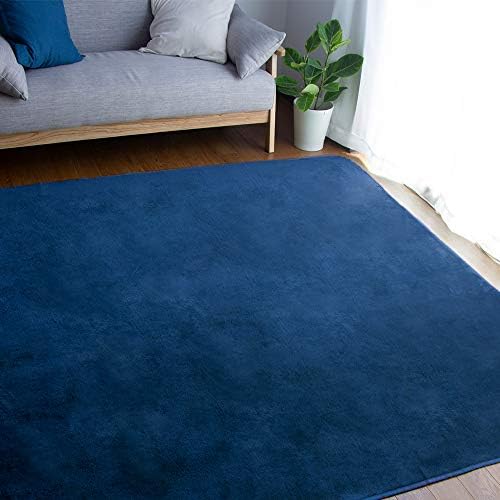 ラグ カーペット 洗える ラグマット 約1 5畳 135 185 滑り止め付 抗菌防臭防ダニ ホットカーペット対応 床暖房 9色選べる 北欧 オールシーズン ムジ柄ネイビー