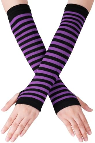 Amazon.com: Goth Striped Gloves Arm Warmers Y2K Harajuku Long Arm