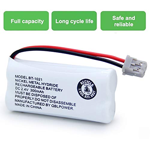 QBLPOWER BT1021 BBTG0798001 Battery Compatible with Uniden DECT 6.0 BT1008 BT-1021 BT1016 Cordless Phone Rechargeable 2.4V NIMH (2 Pack)