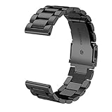 Kuxiu Compatible with Garmin Fenix 3 Replacement Watch Band, Stainless Steel Metal Wristband Bracelet for Fenix 3 / Fenix 3 HR/Fenix 5X Smart Watch (Black)