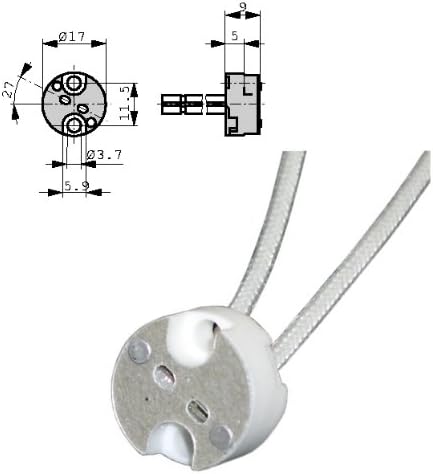 Porta Lampadina In Ceramica Per Proiettori Gx5.3 2 Pin, 12/24V, Fino A 300W, Senza Lampadina