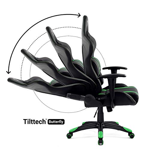 Diablo-X-One-Sedia-Gaming-Poltrona-Ufficio-Design-Ergonomico-Meccanismo-di-Inclinazione-Cuscino-Lombare-Finta-Pelle-Portata-150-kg-Nero-Verde-Standard