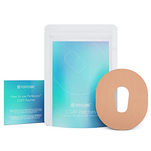 Adhesive Bandage Patches Compatible with Dexcom G6 (30-Pack Set) - Waterproof, Sweatproof Continuous Glucose Monitor Sensor Cover Tape for Sensitive Skin - Diabetes and Diabetic Supplies - Nude