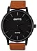 SIYL Men's Classic Quartz Watch|Elegant Minimalist Wrist Timepiece Black Dial|No Numbers/Second Hand|Stainless Steel Cover|30M Waterproof|Soft Brown Leather Band|Gift Box