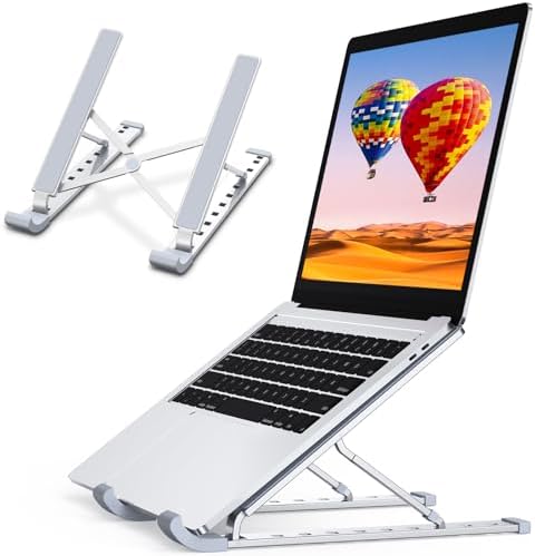 Aclekk Laptop Stand with 9 Adjustable Levels, Ventilated Aluminium Cooler Compatible with Laptops Tablets 10 to 15.6 Inches