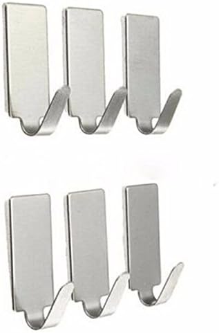 6X Adhesive Kitchen Wall Door Stainless Steel Stick Hook Hanger