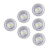 Bright Closet Push Light, Battery Powered Tap Touch Stick on Light, Cordless Wall Light for Bedroom Bathroom Kitchen Garage Trunk (White Light, 6 Pack)
