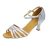 GetMine Women's Professional Latin Dance Shoes Satin Salsa Ballroom Wedding Dancing Shoes 2.4'' Heel