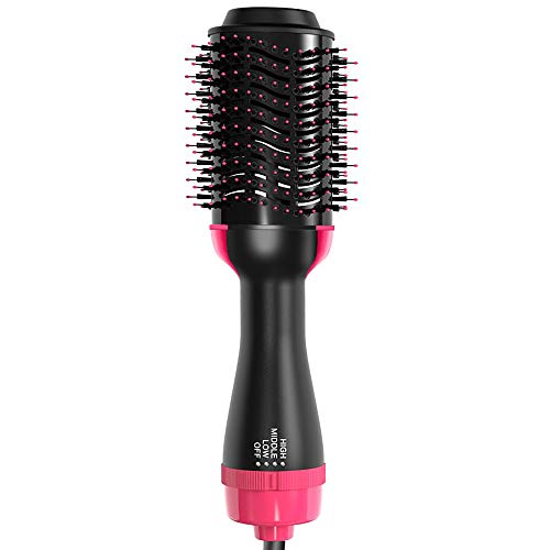 One Step Hair Dryer & Volumizer,Negative Ion Hot Air Brush, Styling Hair Dryer Brush,Ceramic Electric Blow Dryer Brush for All Hair Types with 2Pcs Hair Clip and 1 Hair Band