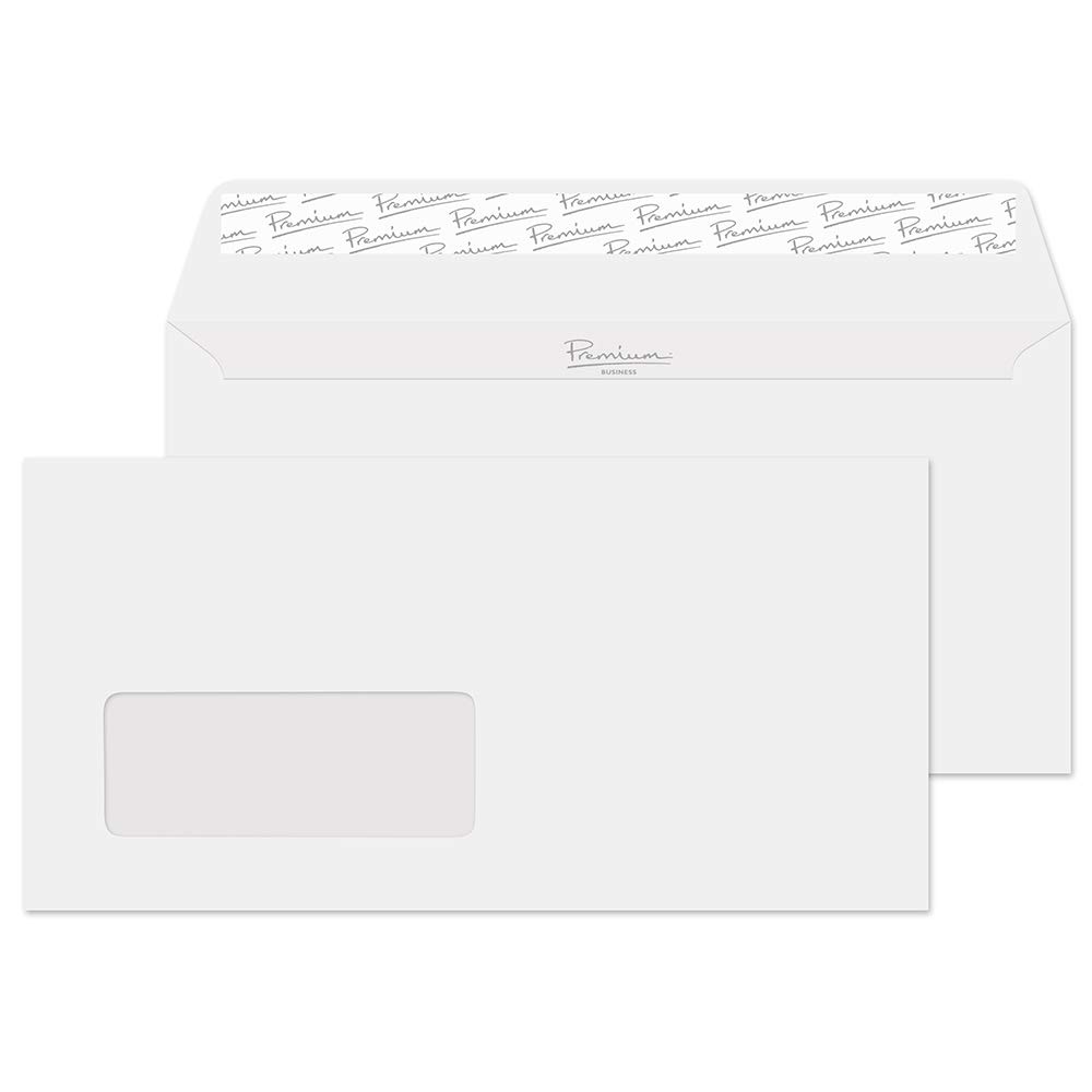 Blake Business DL 110 x 220 mm 120 gsm Peel & Seal Wallet Window Envelopes (36884) Diamond White Smooth - Pack of 500