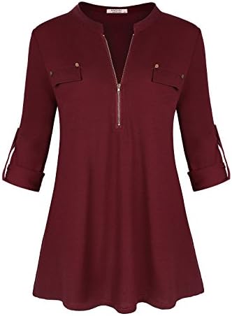 Ya Ya Hood Women Tops and Blouse, Women's Casual V Neck Sleeve Blouse Tops(Red,XL)