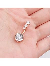 HAO HONG - Piercing para ombligo con circonitas transparentes