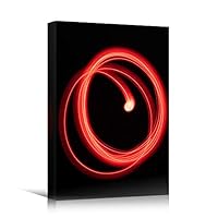 Canvas Wall Art Red Light Art Abstract Abstract Colorful Hallway Industrial Lights Mixed Media Multicolor Neon - 12x18 inches