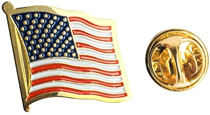 Gold Plated American Flag Pins, Lapel Pin Used for Cap, Shirts 3/4 by 3/4 Inch