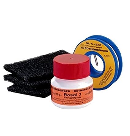 Rothenberger Weichlotset für Trinkwasser- Inhalt: Fittingslot 100 g, Lötpaste 100 g, Reinigungspads 3 Stück