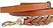 Soft Touch Collars Leather Braided Dog Leash, Tan with Teal Padded Handle, 6ft x 3/4