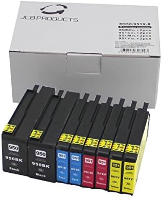 JCB Products Compatible Ink Cartridge Replacement For HP 950XL (2x Black,Cyan, Magenta, Yellow, 8-Pack)