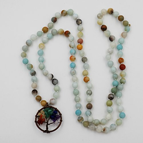 Mala Beads Bracelet, Buddhist Prayer Beads bracelet,hand knotted mala bracelet(Amazonite)