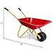 Costzon Kids Metal Wheelbarrow, Yard Rover Steel Tray, Metal Construction Toys Kart, Tote Dirt/Leaves/Tools in Garden for Toddlers, Red