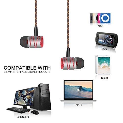 Sonzi Wired Metal In Ear Headphones,Noise Isolating Stereo Bass Earphones With Mic, Stereo Headphones For IPhone/IPod/IPad - 3.5 mm Interface Devices - Silver