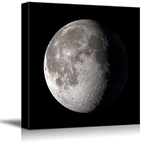 Canvas Wall Art Beautiful Moon in Black Painting Artwork for Home Prints Framed - 12x12 inches