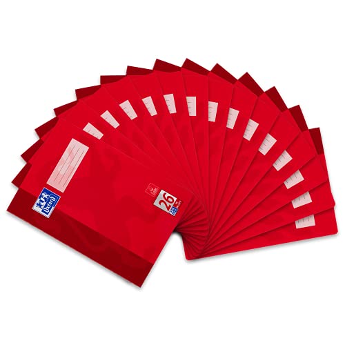 Oxford - Quaderno scuola in formato A4 con bordo, lineatura 26, confezione da 15 quaderni da 16 fogli a quadretti ciascuno